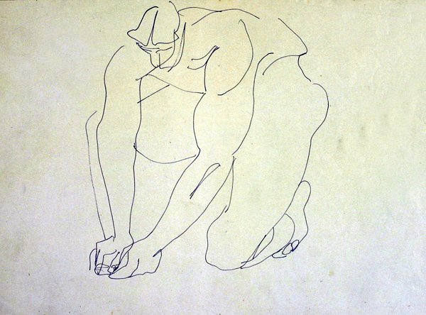 Férfi meztelenül térdelve I alkotó: Henri Gaudier Brzeska