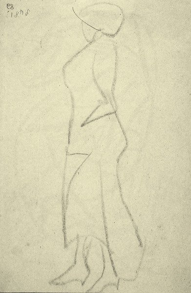 Promenader oldalról (fekete kréta papíron) alkotó: Henri Gaudier Brzeska