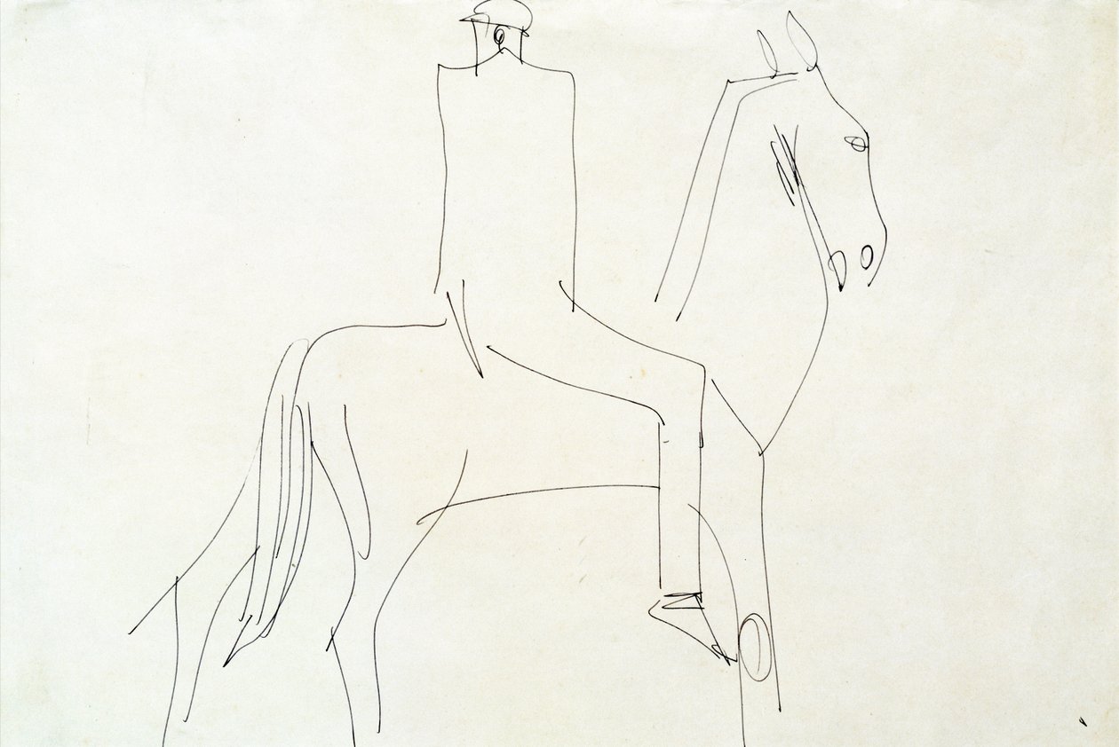 Rider in Rotton Row, 1913 (toll és tinta papíron) alkotó: Henri Gaudier Brzeska
