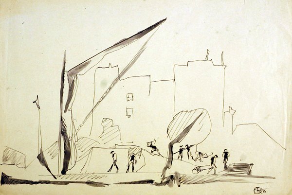 Temze uszály a London Docksban alkotó: Henri Gaudier Brzeska