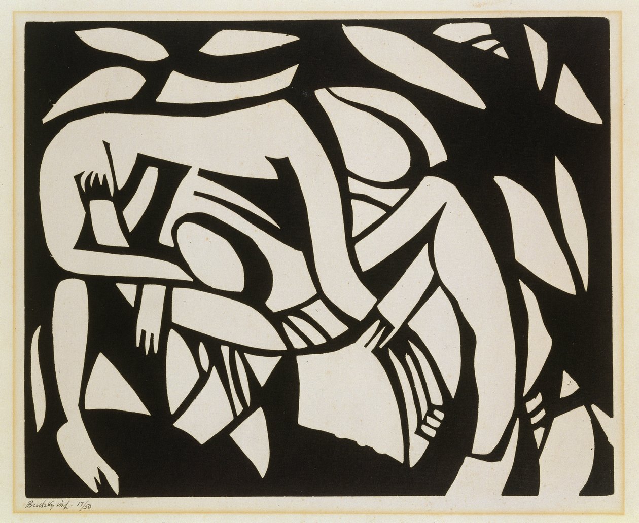 Birkózók, 1914 körül (linómetszet) alkotó: Henri Gaudier Brzeska