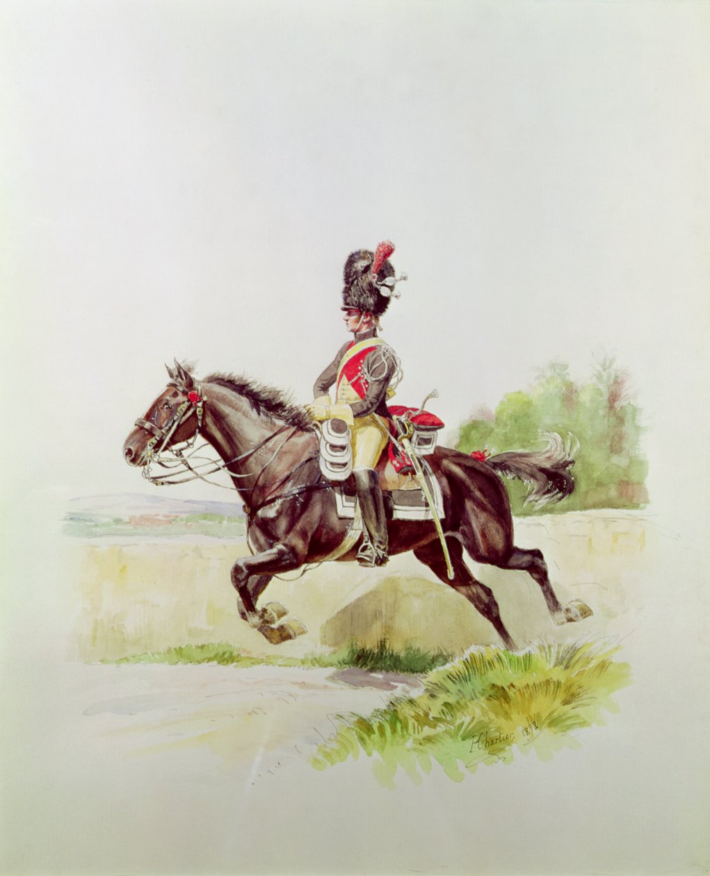 A császári gárda katonája lóháton, 1898 alkotó: Henri Georges Jacques Chartier