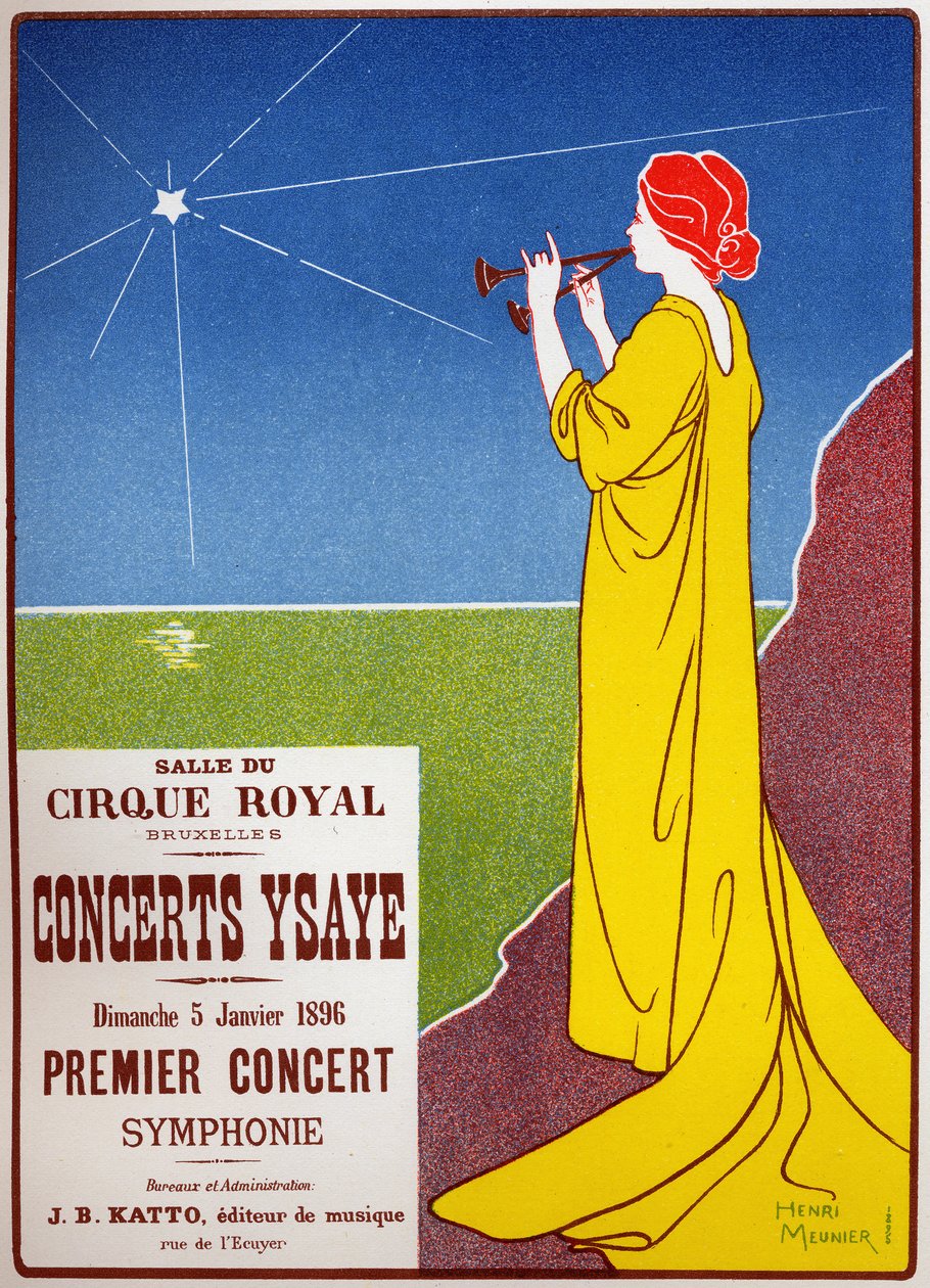 Zene. Ysaye koncertek Brüsszelben. Plakát H. Meunier, Belgium alkotó: Henri Georges Jean Isidore Meunier
