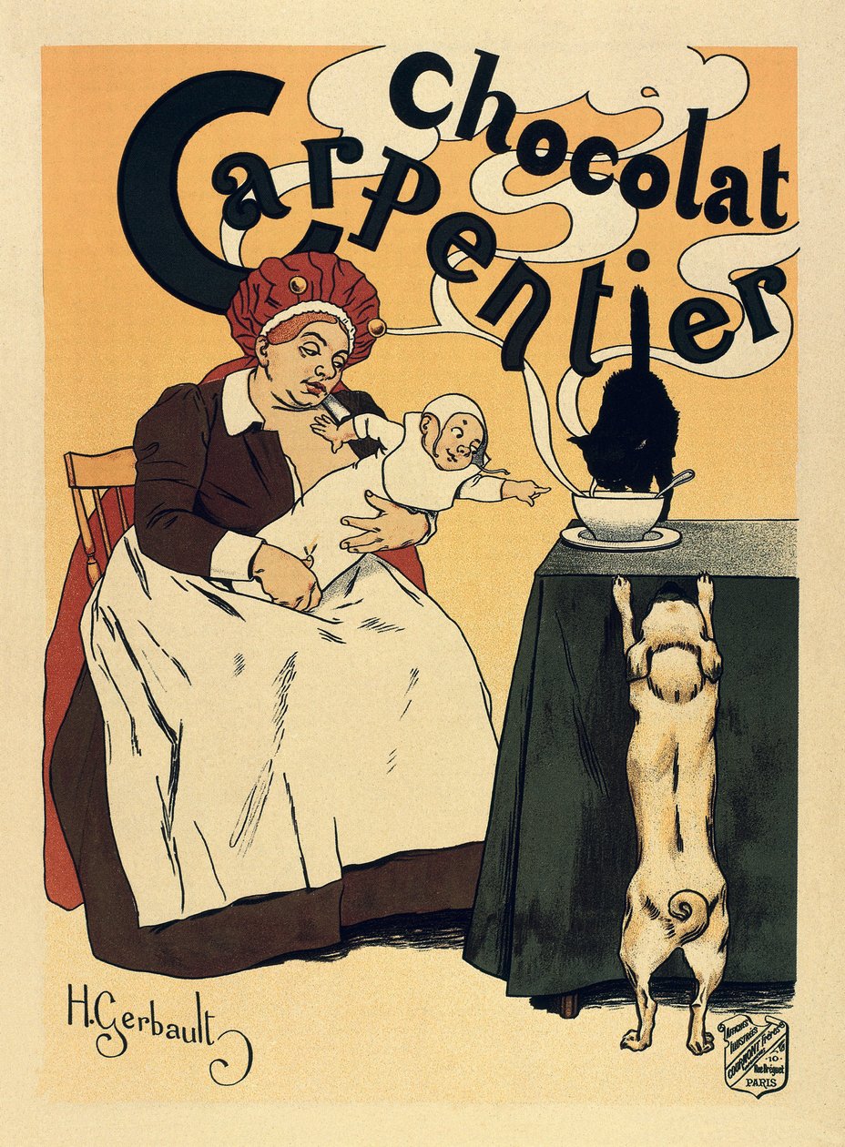 A Carpentier csokoládé ital reklámja, 1900 körül (plakát) alkotó: Henri Gerbault