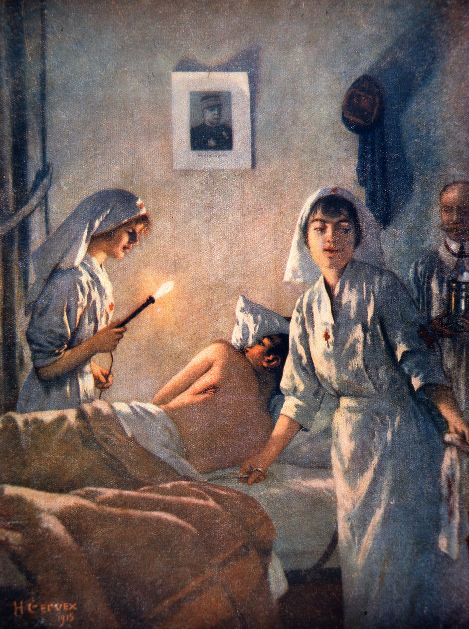 A francia nővérek sebesült katonákat ápolnak alkotó: Henri Gervex