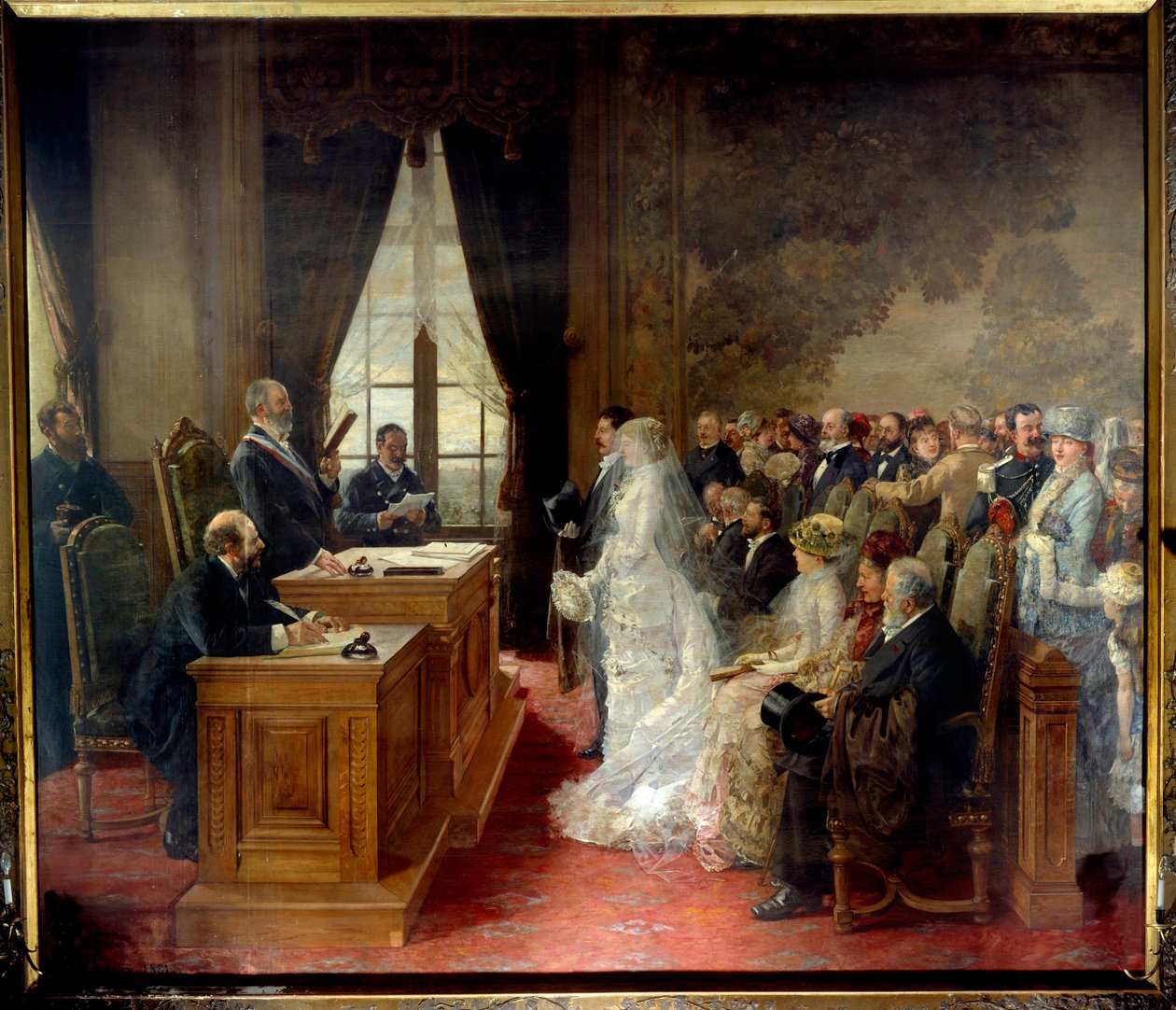 Mathurin Moreau polgári házasságára 1881-ben a párizsi városházán került sor. Henri Gervex (1852-1929) festménye alkotó: Henri Gervex
