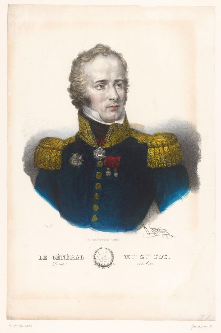Maximilian Sebastien Foy portréja M.lien S.tien Foy tábornok, Aisne képviselője (cím a tárgyon) Generaals van het Keizerrijk (sorozat címe) alkotó: Henri Grevedon