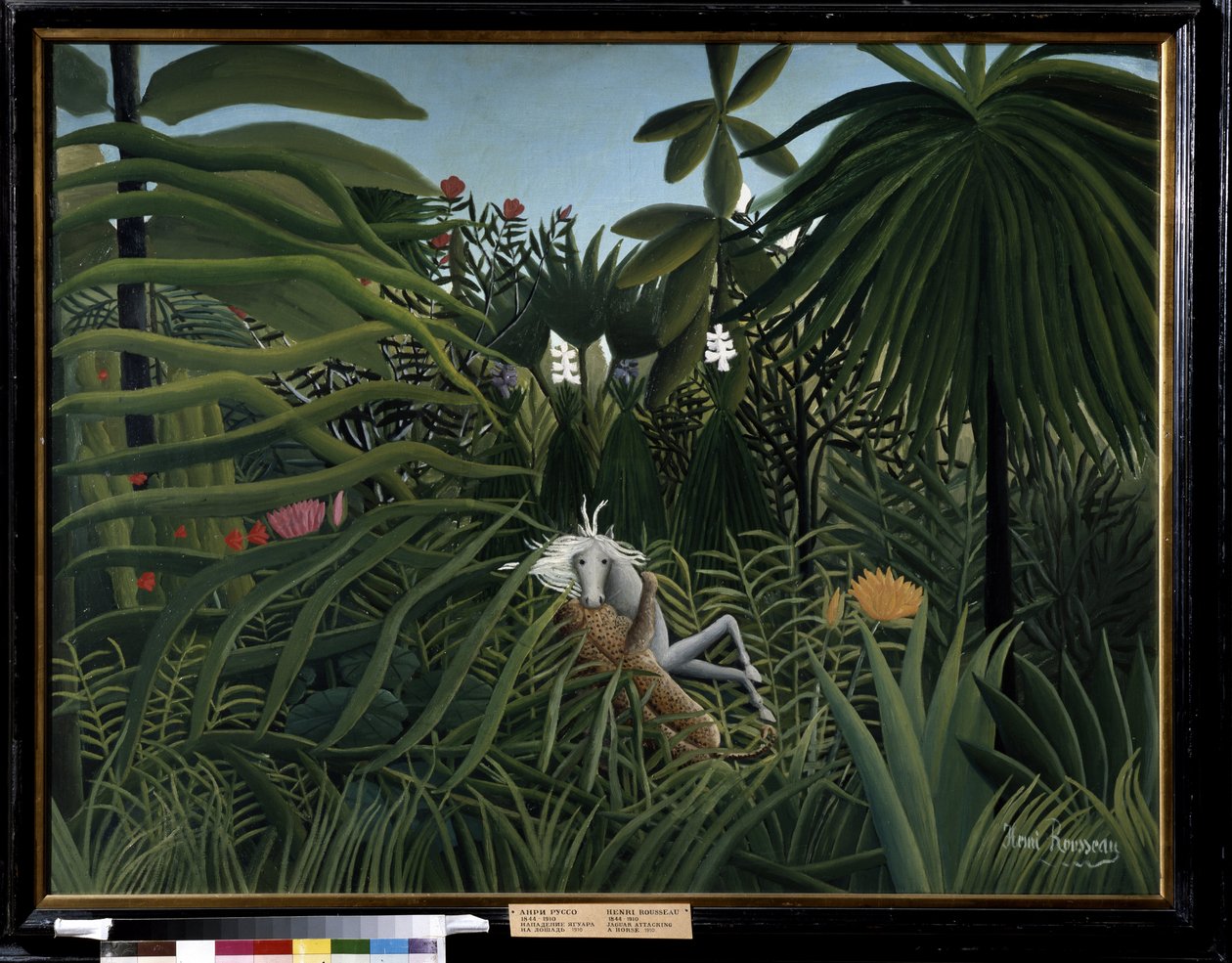 A lovat megtámadta egy jaguár. Henri Rousseau festménye: Douanier Rousseau (1844-1910) alkotó: Henri J.F. Rousseau