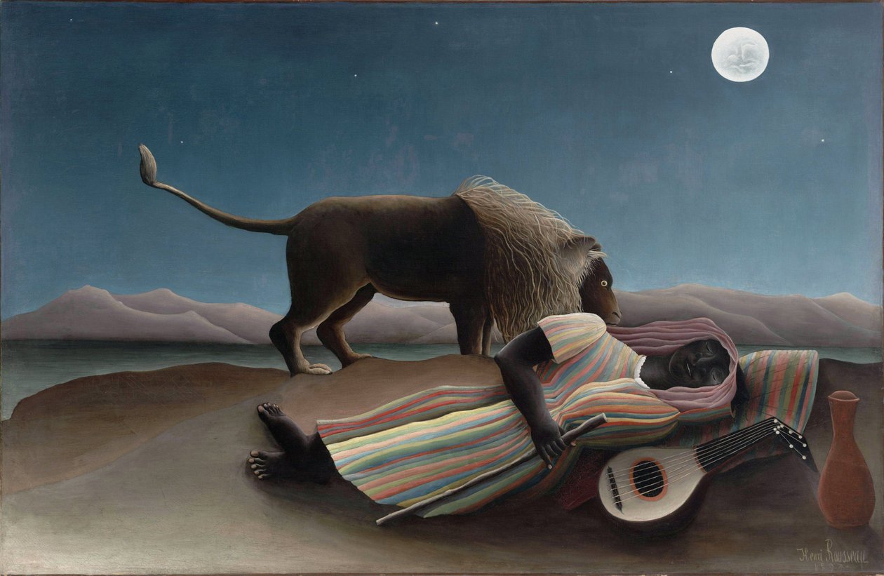 ""Az alvó cigány"" Henry Rousseau festménye, Douanier Rousseau (1844-1910) 1897 Mérete 129,5x200,7 cm New York, Modern Művészetek Múzeuma alkotó: Henri J.F. Rousseau