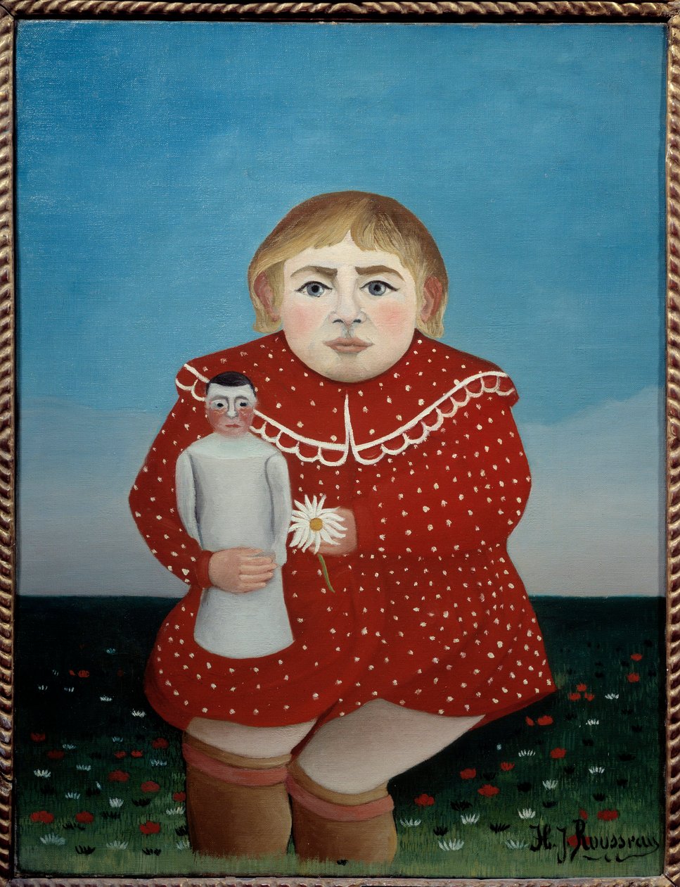 A gyerek a babával Henri Rousseau dit le Douanier (1844-1910) festménye 1904 V. 0,67x0,52 m Párizs, Orangerie múzeum - Gyermek babával. Henri Rousseau Le Douainier Rousseau (1844-1910) című festménye alkotó: Henri J.F. Rousseau