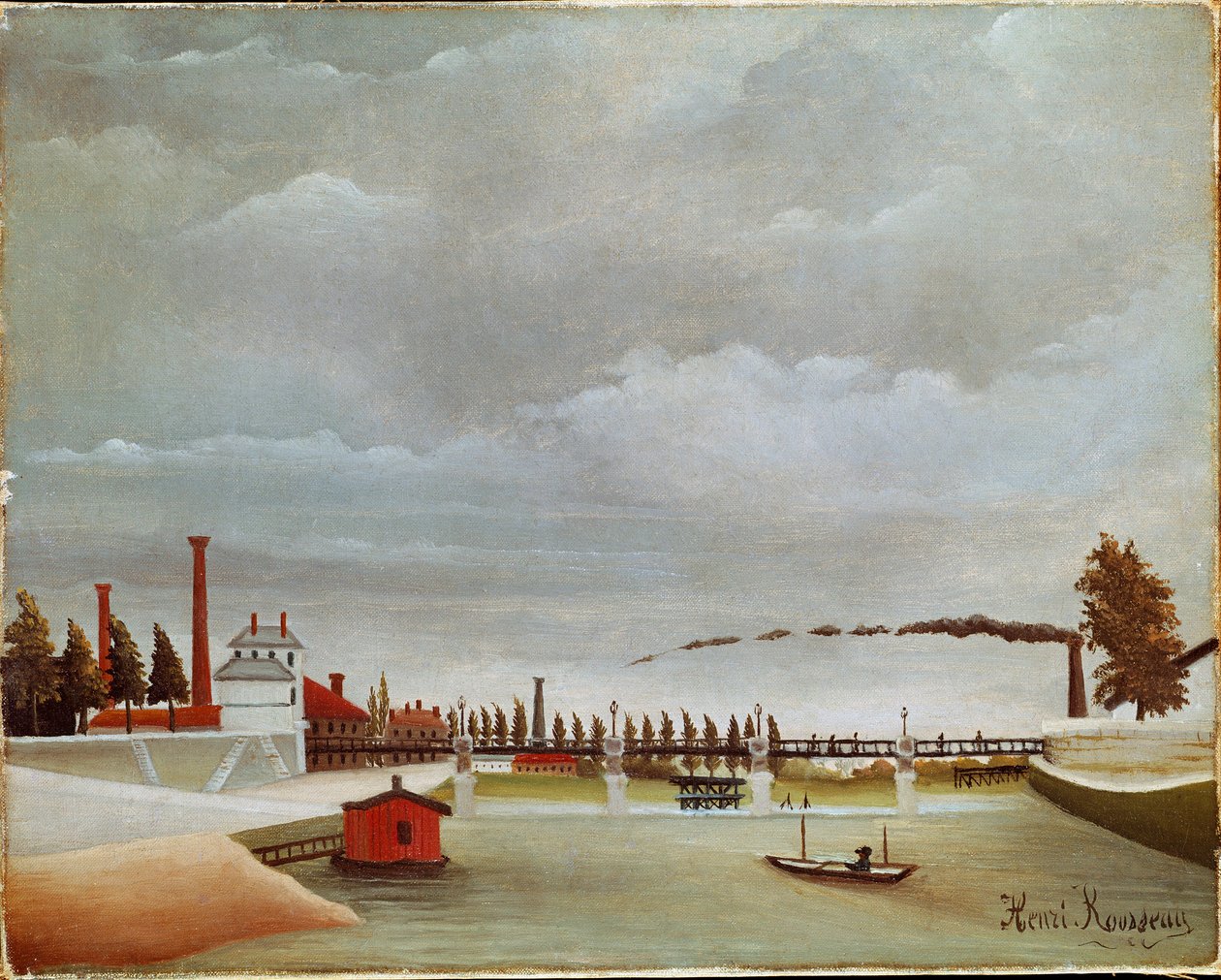 A Szajna partja. A Szajna (vagy a Szajna partja) tája. Henri Rousseau festménye: Le Douanier Rousseau (1844-1910) alkotó: Henri J.F. Rousseau
