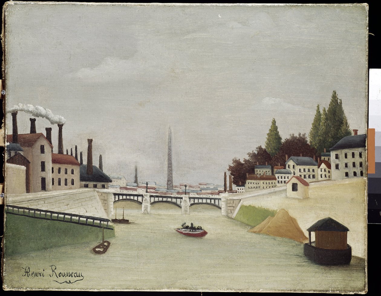 Kilátás a Grenelle-hídra és a párizsi Trocadero-ra (olaj, vászon alkotó: Henri J.F. Rousseau