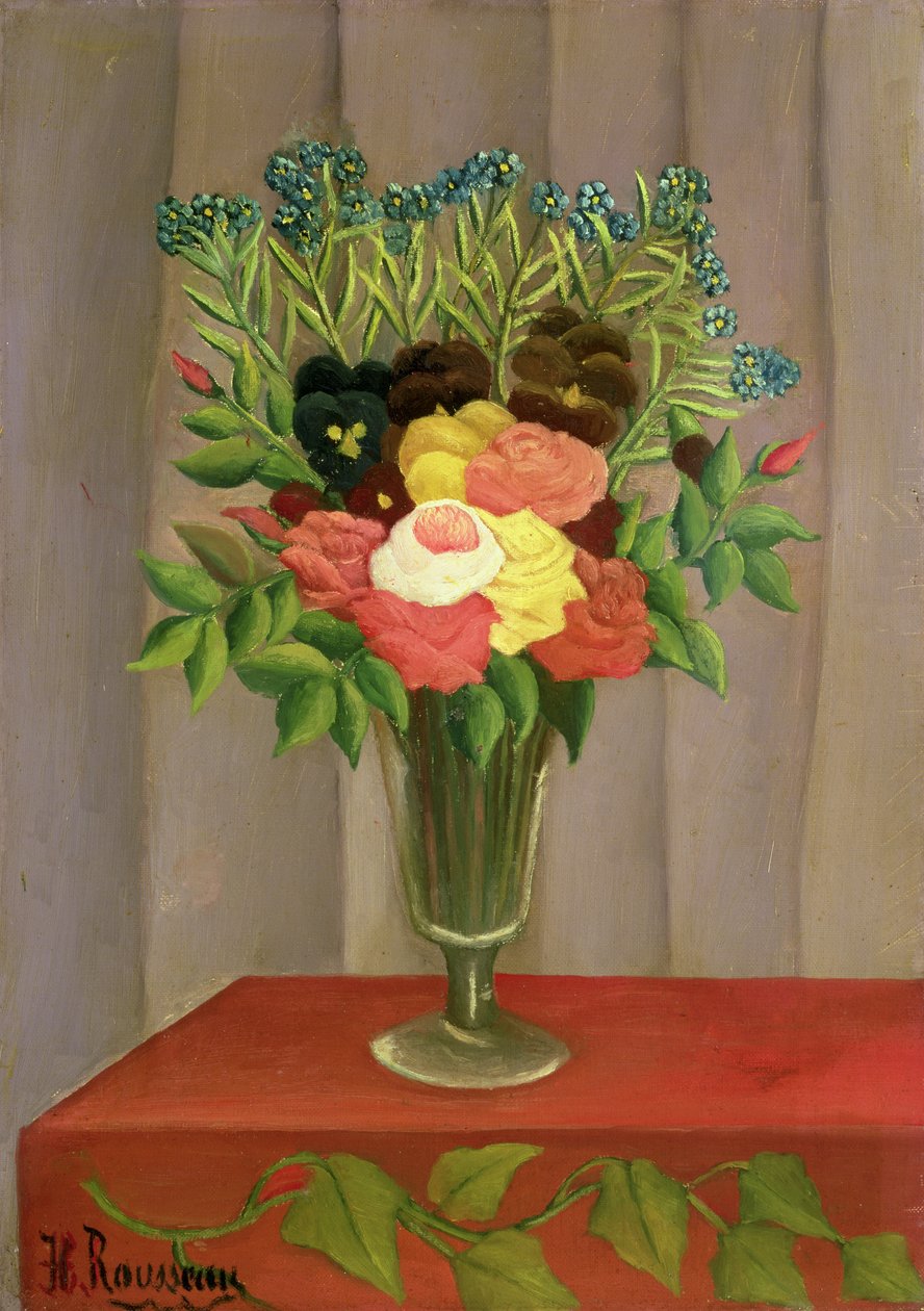 Virágok levendula háttérrel alkotó: Henri J.F. 1844 1910 Rousseau