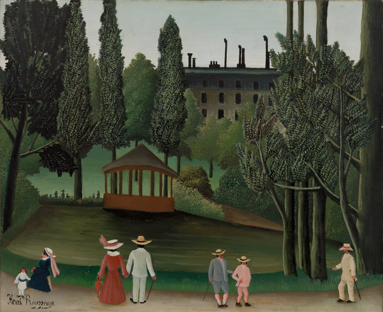 Kilátás a Montsouris Parkra, a kioszkra, valószínűleg 1908-1910 alkotó: Henri J.F. 1844 1910 Rousseau