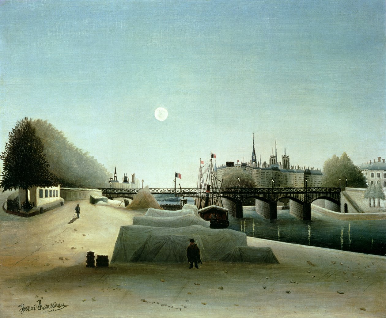 Kilátás az Ile Saint-Louis-ra Port Saint-Nicolasból, este, 1888 körül alkotó: Henri J.F. Rousseau