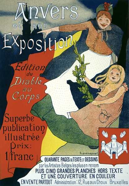 Az Antwerpen Exposition illusztrált kiadványát reklámozó plakát reprodukciója (színes litó) alkotó: Henri Jacques Edouard Evenepoel