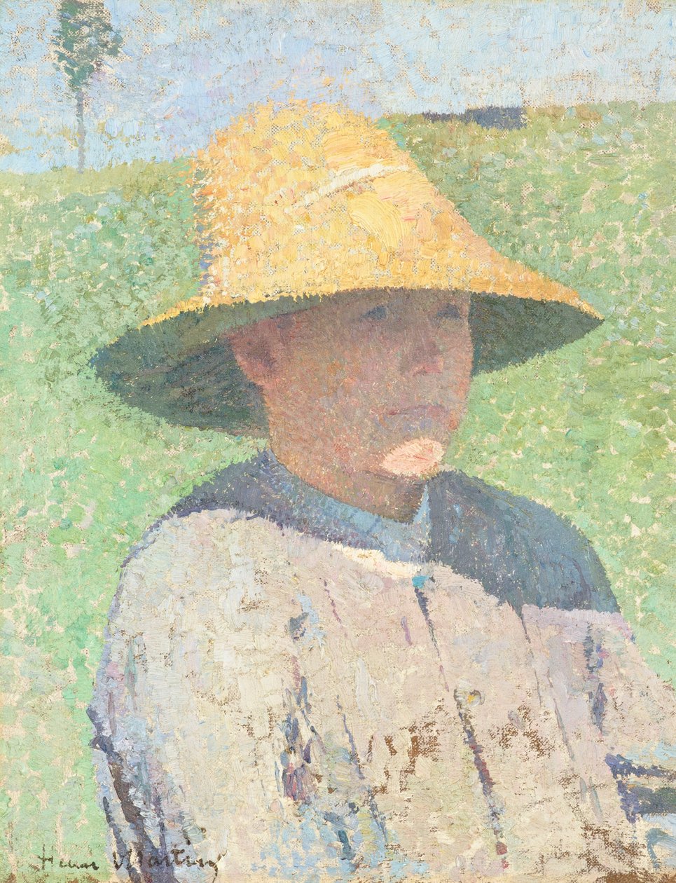 Szalmakalapos fiú portréja 1890 (Olaj, vászon) alkotó: Henri Jean Guillaume Martin