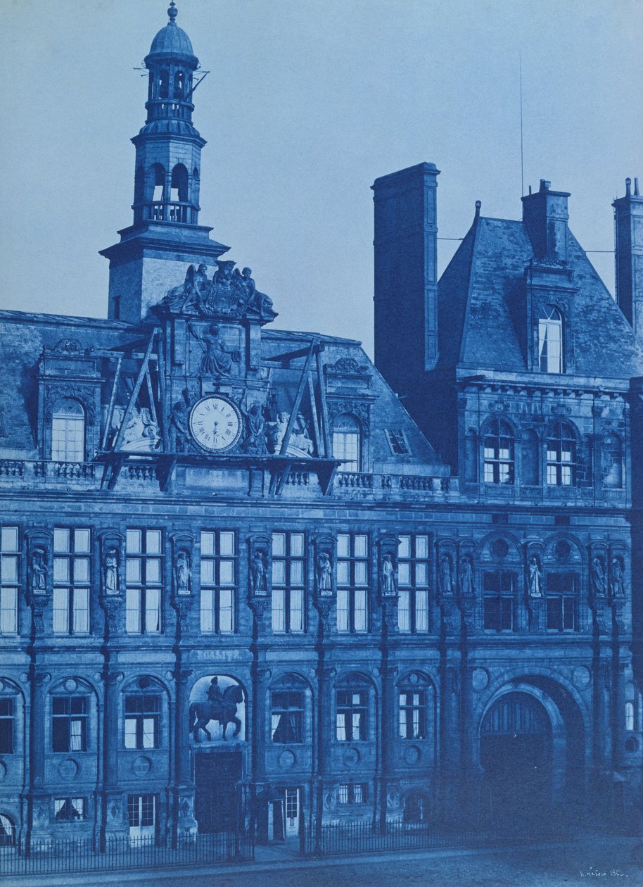 A Hotel de Ville Párizsban, 1853 (cianotípia) alkotó: Henri Jean Louis Le Secq