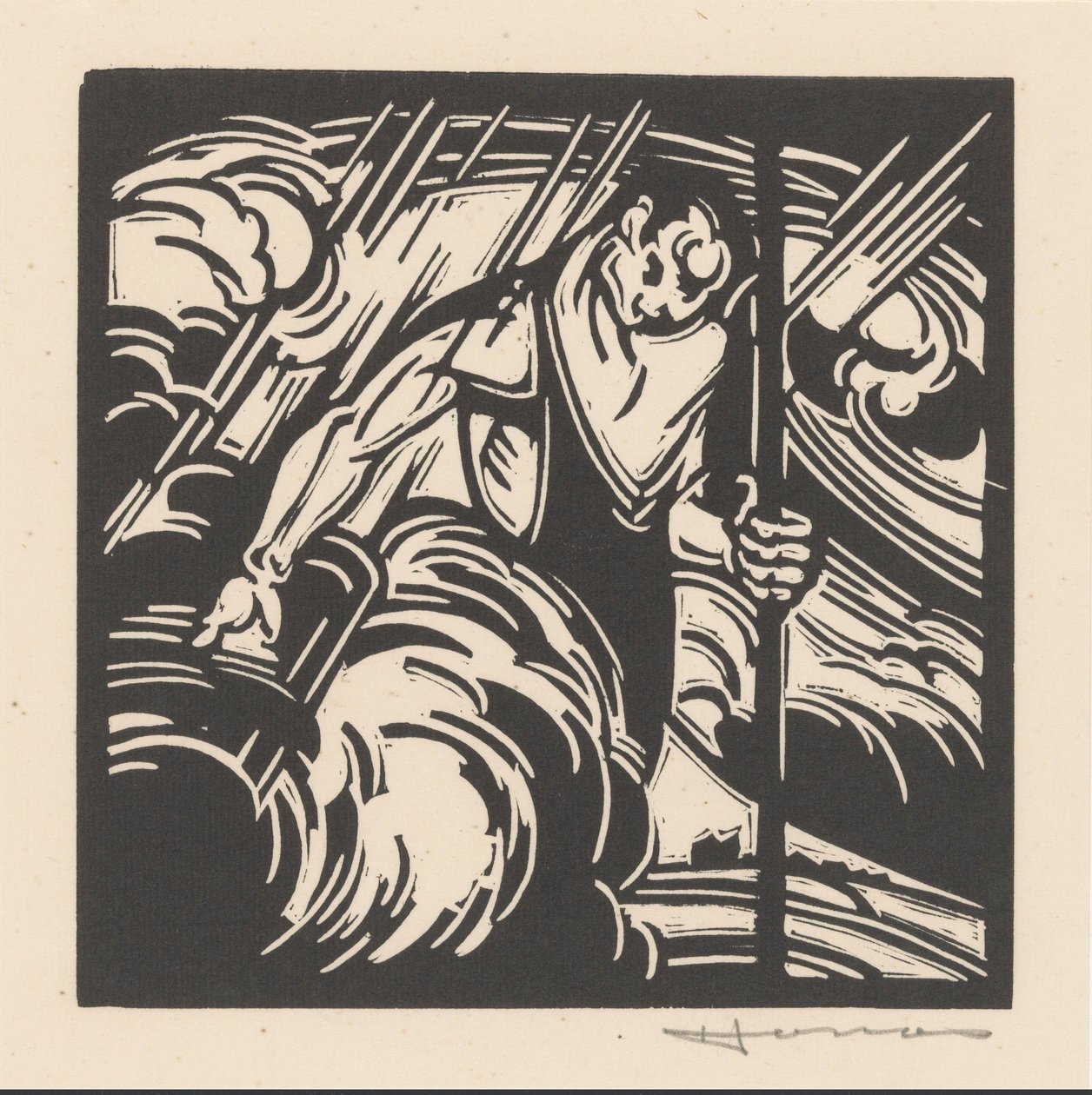 A vihar megszemélyesítése egy táj felett alkotó: Henri Jonas (signed by artist)