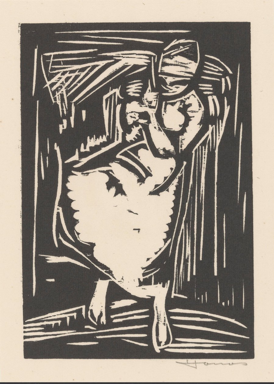 Nő, aki egy táskát a hátán alkotó: Henri Jonas (signed by artist)