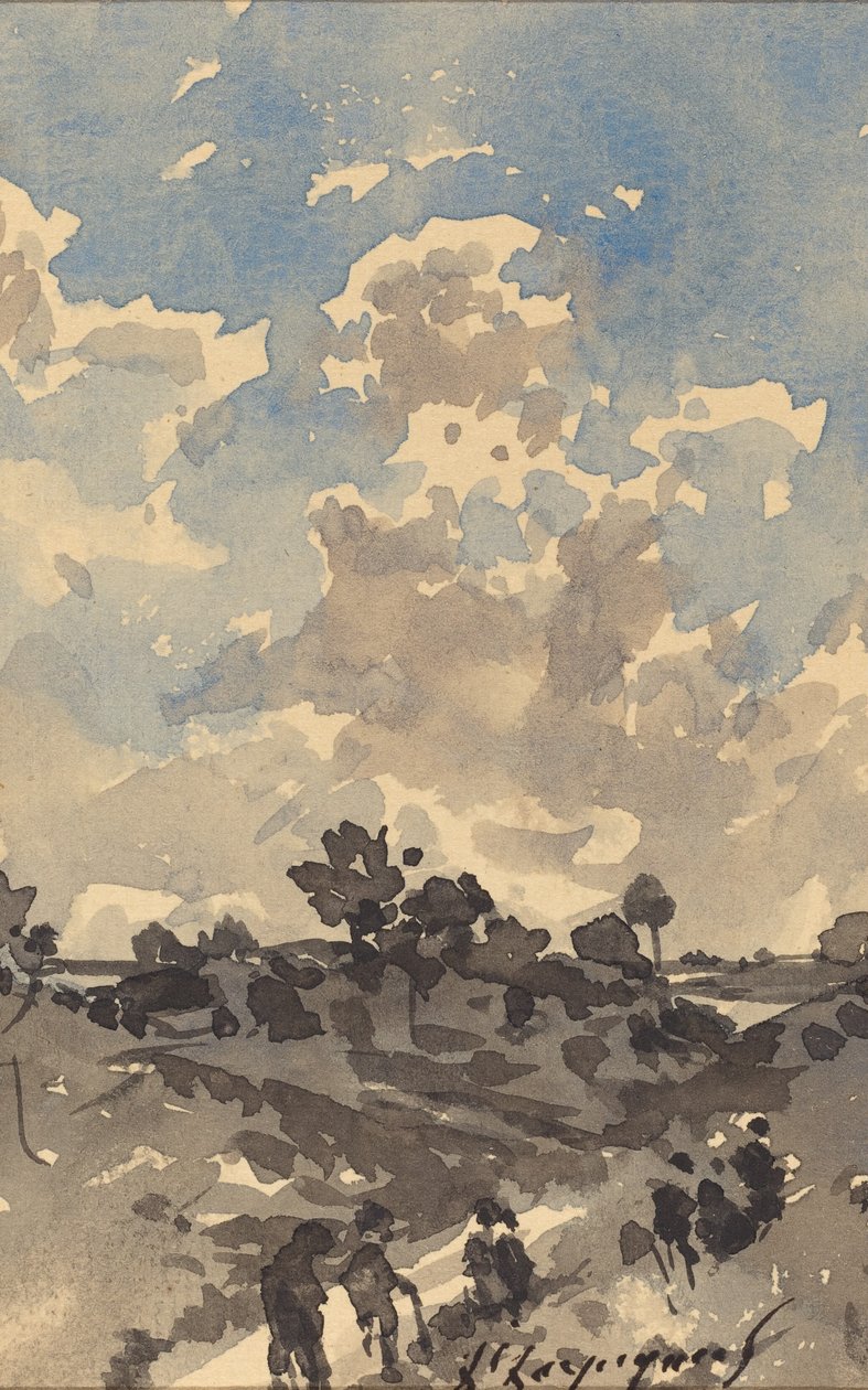 Táj, ösvényen sétáló alakokkal alkotó: Henri Joseph Harpignies