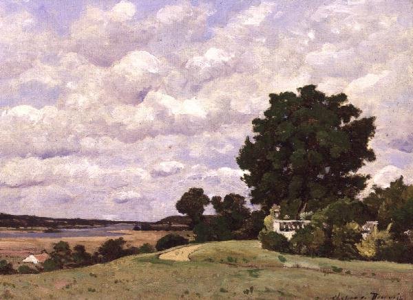 Tájkép a folyóval a Chateau de Beauvoir kertjéből alkotó: Henri Joseph Harpignies