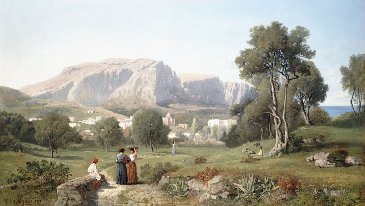 Kilátás a Nápolyi-öbölben lévő Capri szigetére, 1853 alkotó: Henri Joseph Harpignies
