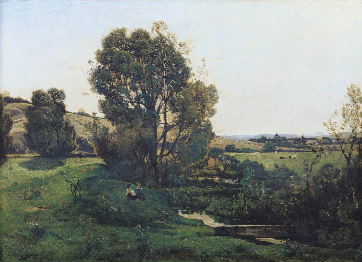 Kilátás Moncel-sur-Seine felől, 1868 körül alkotó: Henri Joseph Harpignies