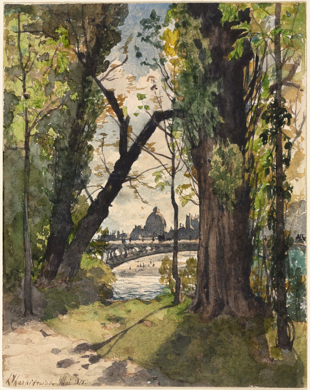 Kilátás az Institut de France-ra a Pont Royal lábáról alkotó: Henri Joseph Harpignies