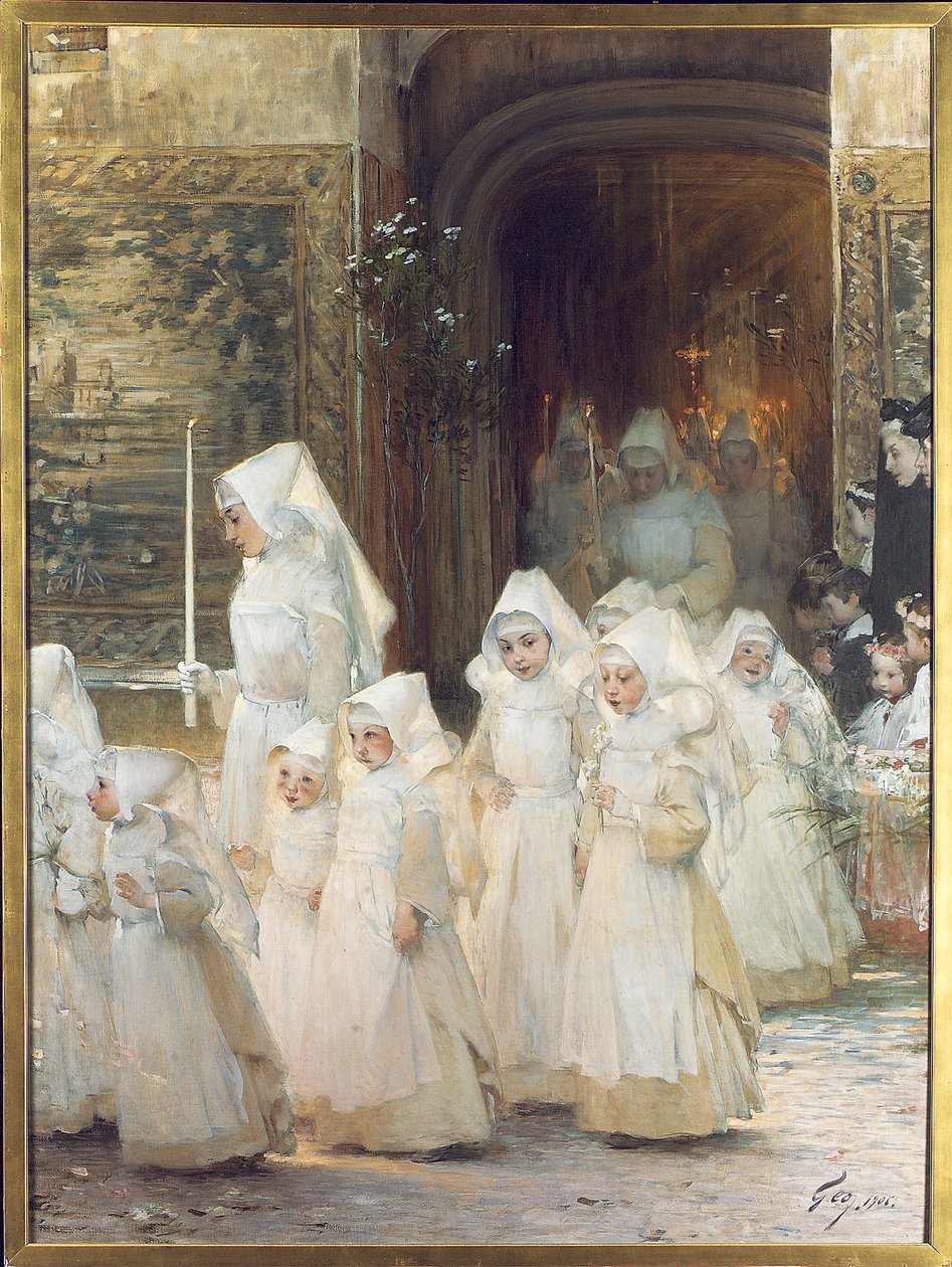 Fiatal lányok körmenete a bérmálás napján, L"hopital de Beaune, 1906 alkotó: Henri Jules Jean Geoffroy
