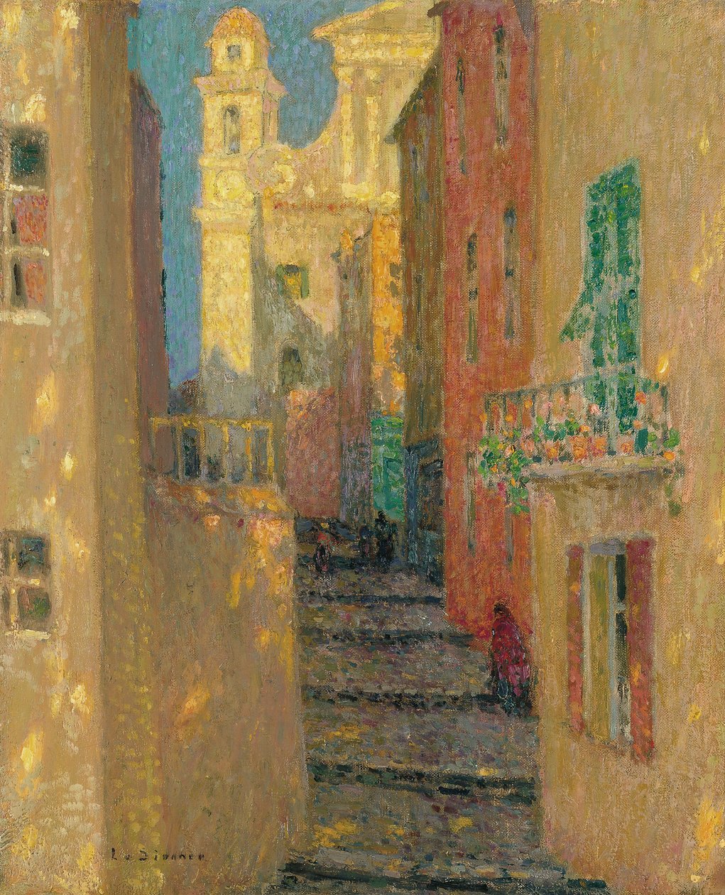 Rue de lEglise, Villefranche-sur-Mer, 1928 alkotó: Henri Le Sidaner