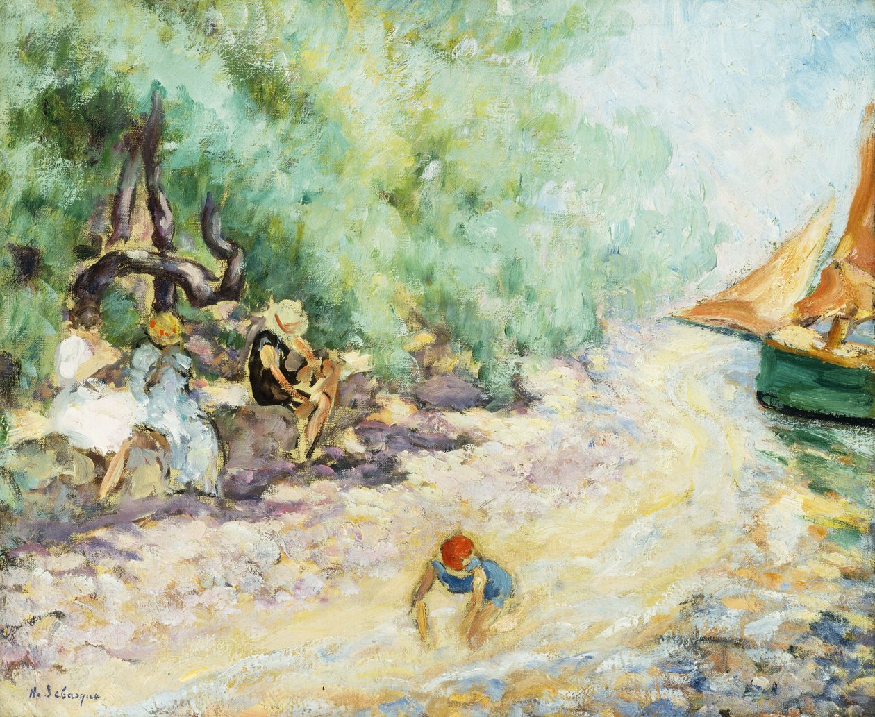 Fürdőzők a folyó partján; Fürdőzők a folyónál, alkotó: Henri Lebasque