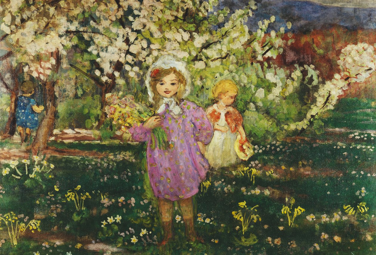Gyerekek egy gyümölcsösben virágzásban; Gyerekek a virágzó gyümölcsösben, 1914 alkotó: Henri Lebasque