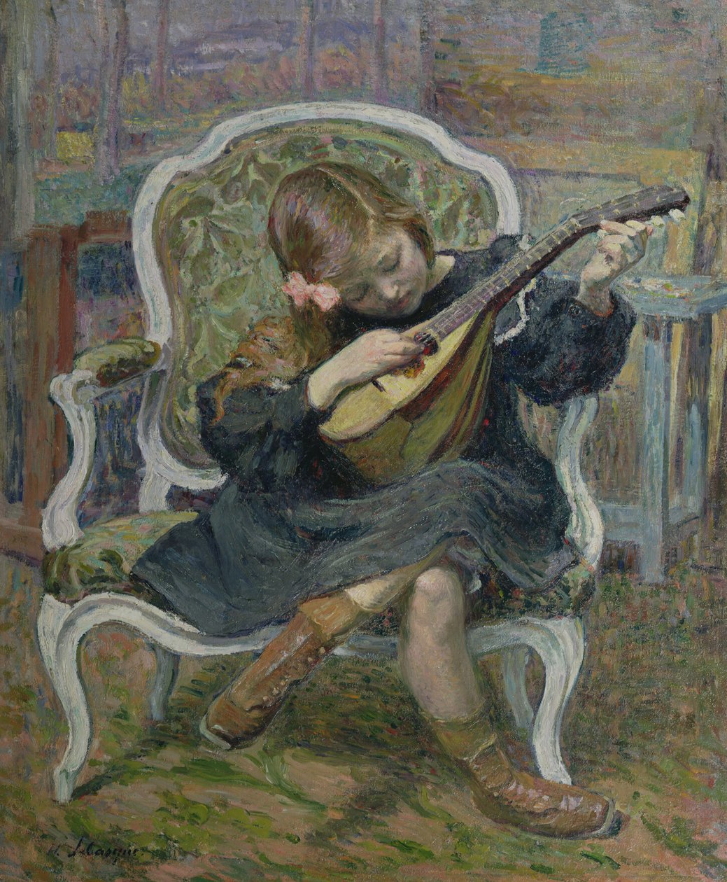 Lány mandolinon játszik alkotó: Henri Lebasque