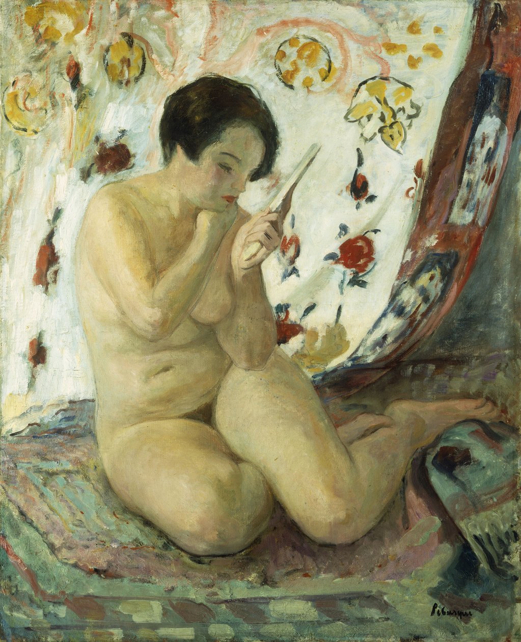Nude Sat with a Mirror; Nu Assis au Miroir, 1925-1930 alkotó: Henri Lebasque