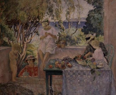 Tea a teraszon a St. Maxine-ban alkotó: Henri Lebasque