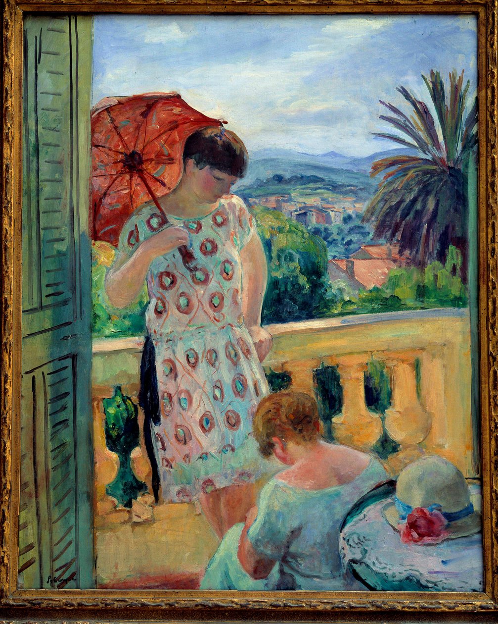 Két nő az erkélyen vagy az erkélyen, kilátással az Esterelre. Henri Lebasque (1865-1937) festménye 1925-1926, olaj, vászon, 92,5 × 65 cm. Lyon, musee des Beaux Arts - Két nő az erkélyen vagy az erkélyen, kilátással az Esterelre. Henri Lebas festménye alkotó: Henri Lebasque