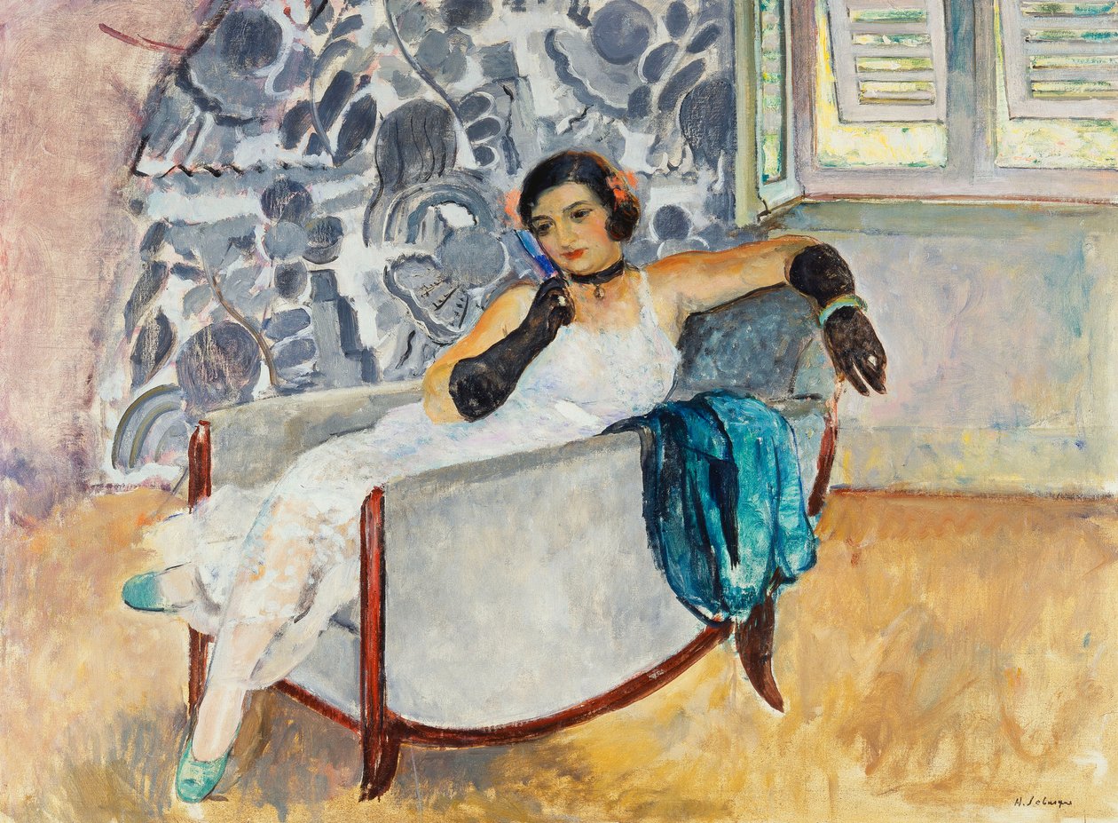 fekete kesztyűs nő; A fekete kesztyűs nő, 1930 körül alkotó: Henri Lebasque