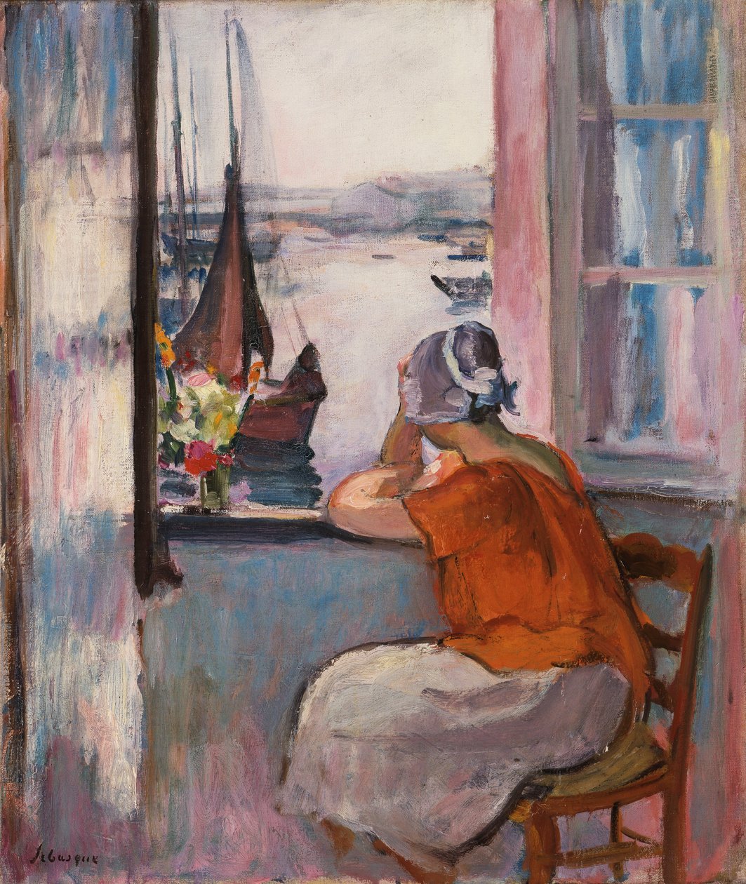 Fiatal lány az ablakban Yeu szigetével szemben, alkotó: Henri Lebasque