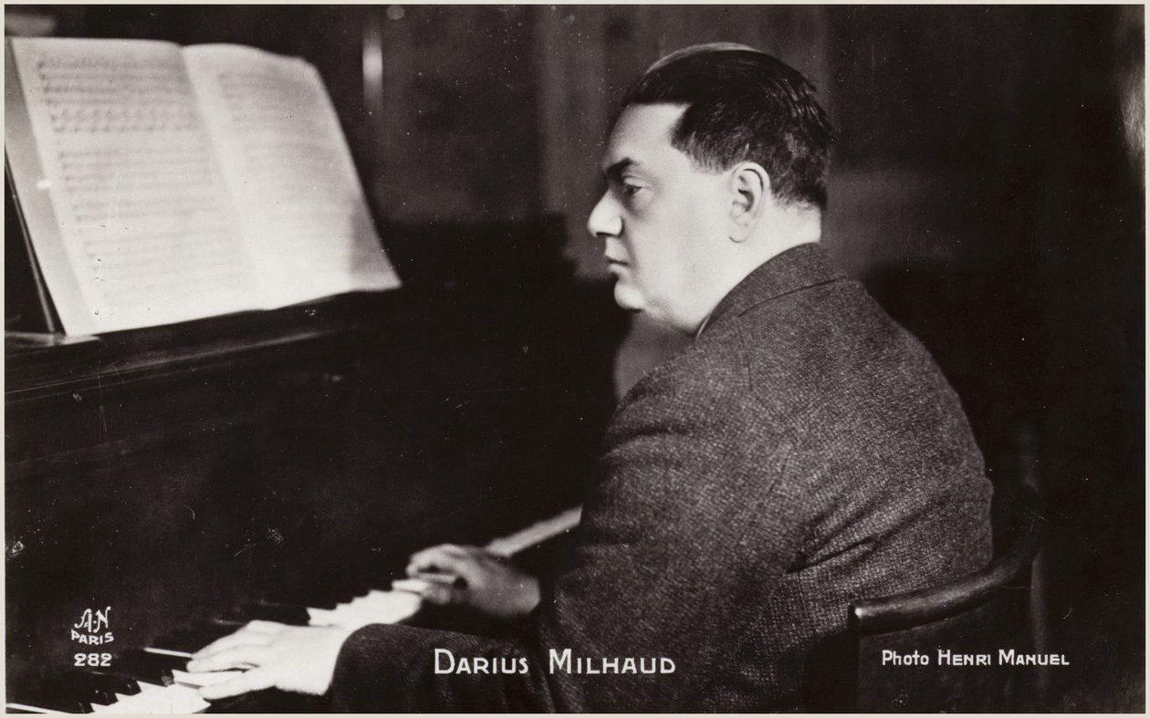 Darius Milhaud portréja (fekete-fehér fotó) alkotó: Henri Manuel