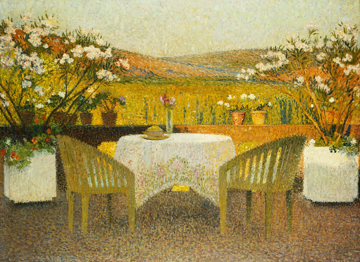 A terasz Marquayrolban; Marquayrol terasza, 1920 alkotó: Henri Martin