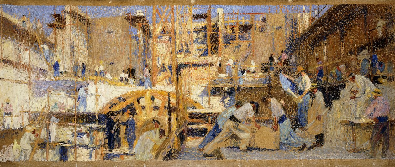 A munkások; A mű, 1914 alkotó: Henri Martin