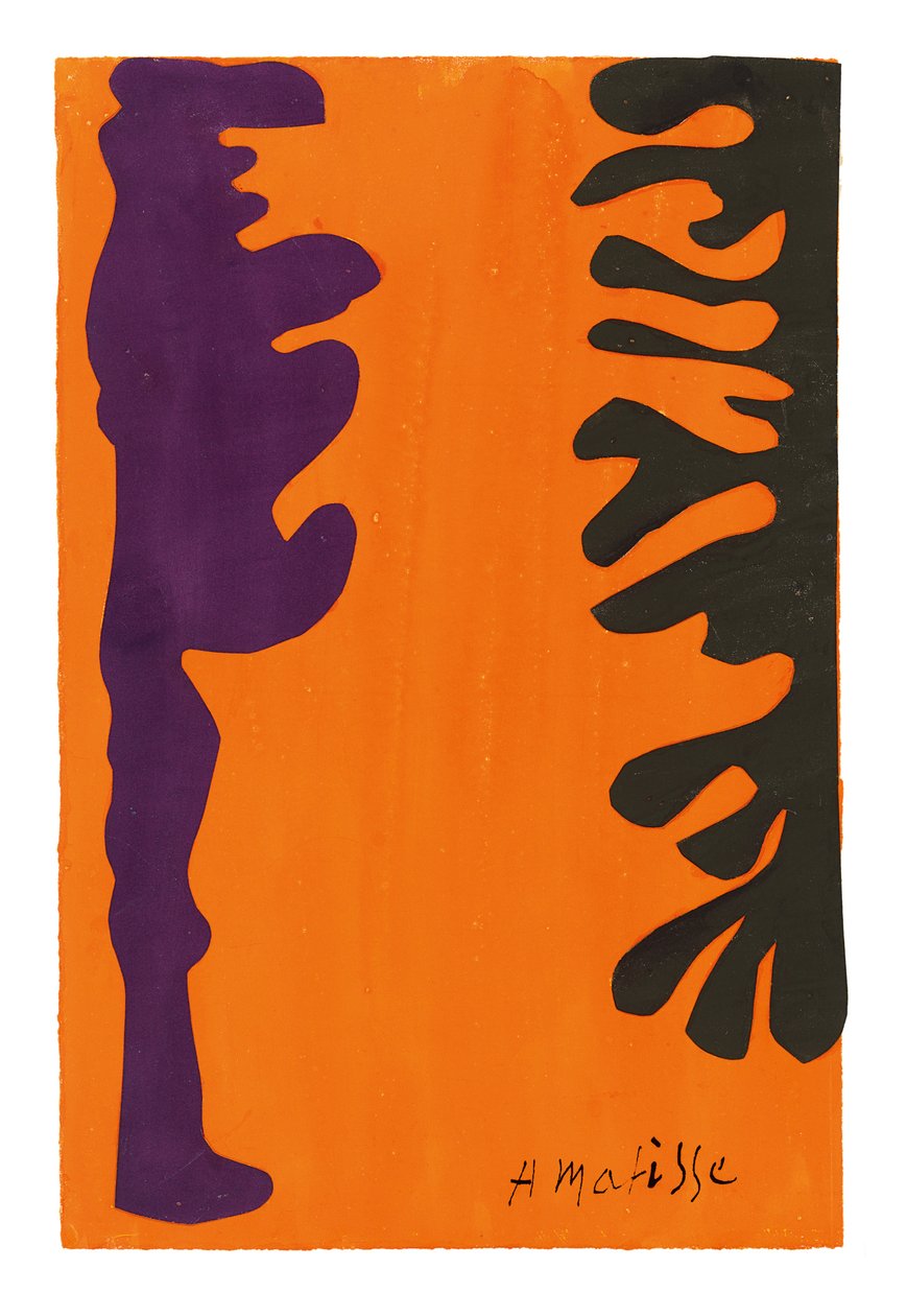 Fekete és lila arabeszkek narancssárga háttéren alkotó: Henri Matisse