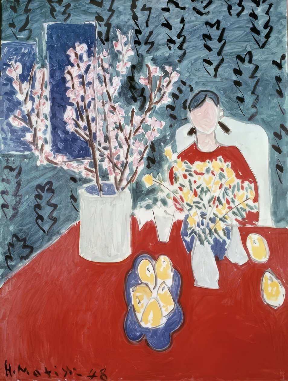 Szilvafa ágak zöld háttéren alkotó: Henri Matisse