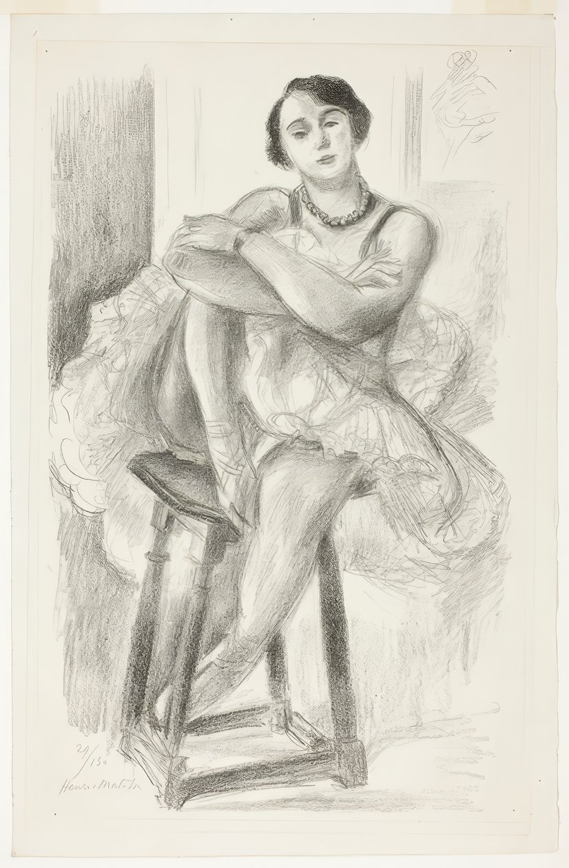 Táncos egy zsámolyon ülve, a Tíz táncosból alkotó: Henri Matisse