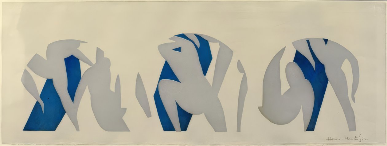 A tánc, szürke, kék, fehér alkotó: Henri Matisse