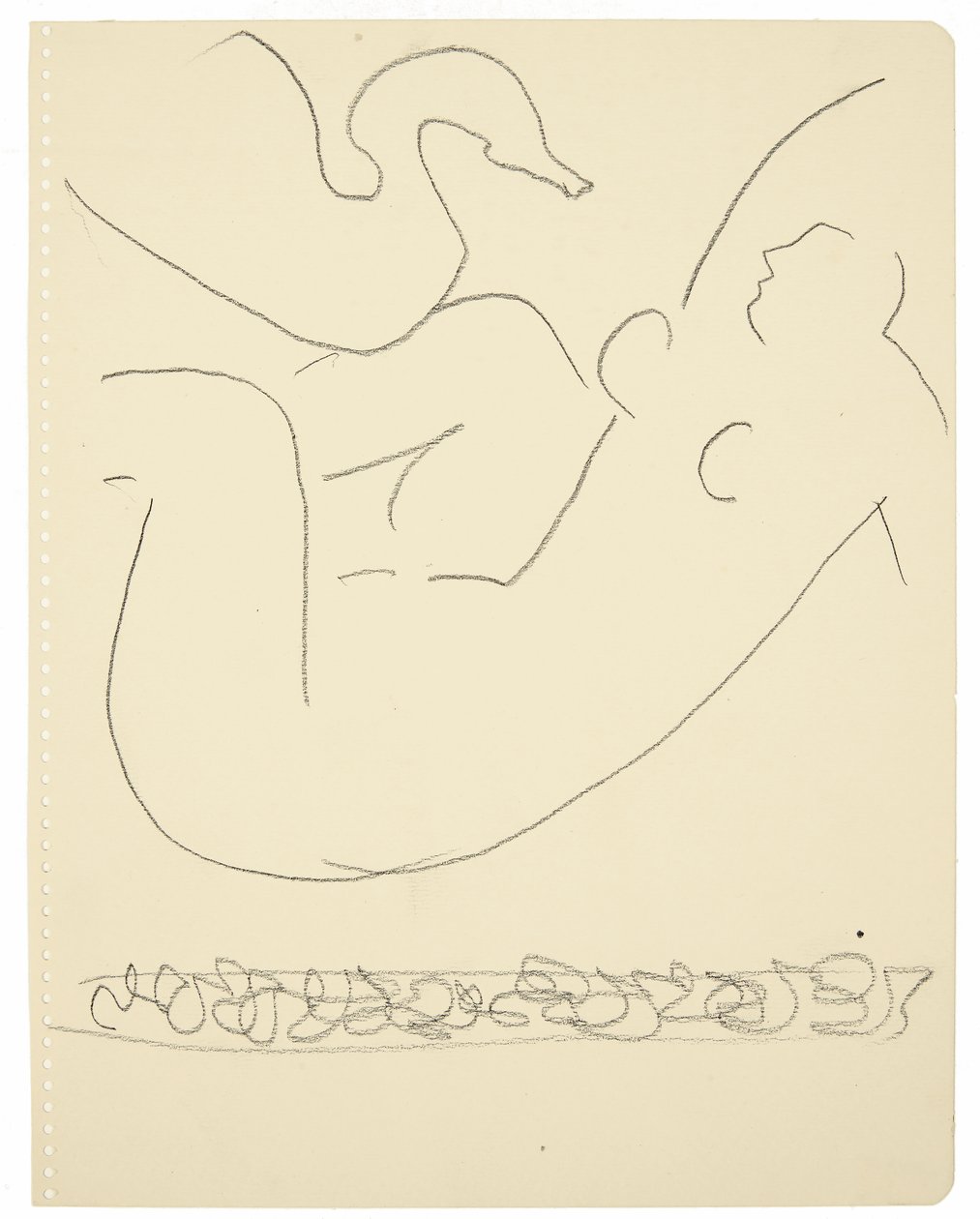 Tanulmány (Léda és a hattyú) (fekete Conté zsírkréta, papír) alkotó: Henri Matisse