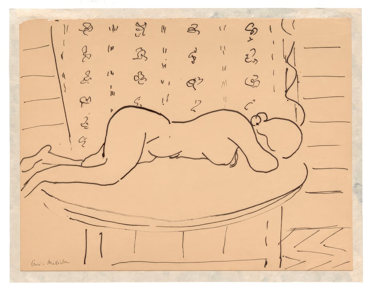 Női akt fekvő arccal lefelé egy asztalon alkotó: Henri Matisse