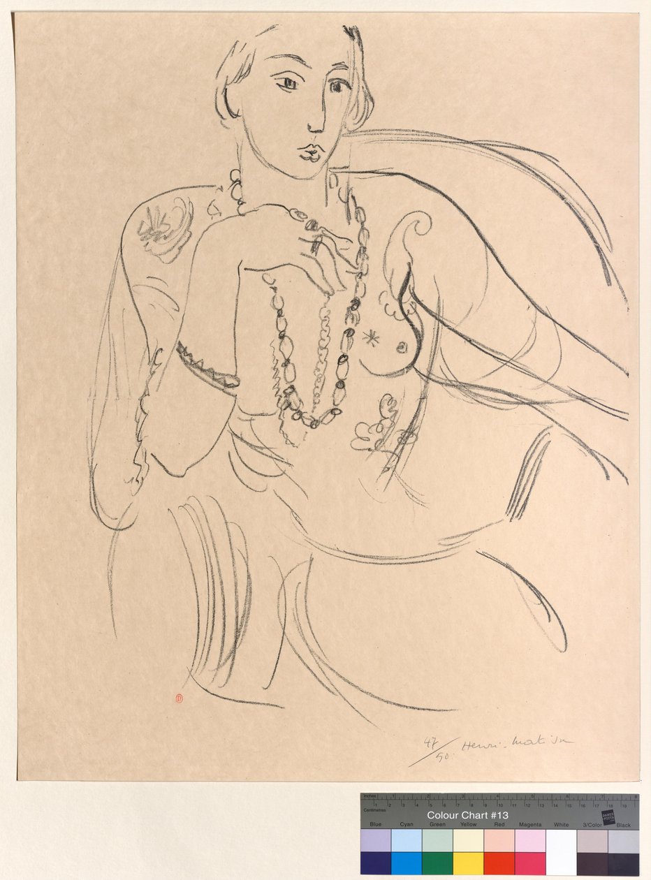 Nő nyaklánccal alkotó: Henri Matisse
