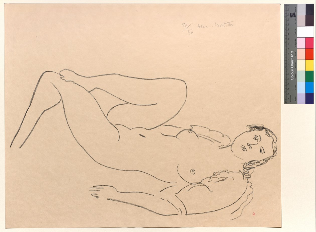 Fekvő meztelen nő, behajlított lábakkal alkotó: Henri Matisse